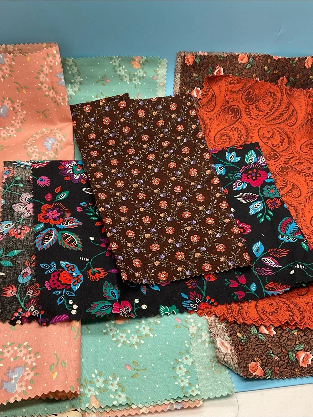 Vintage Fabric Samples Lot Florals Cotton